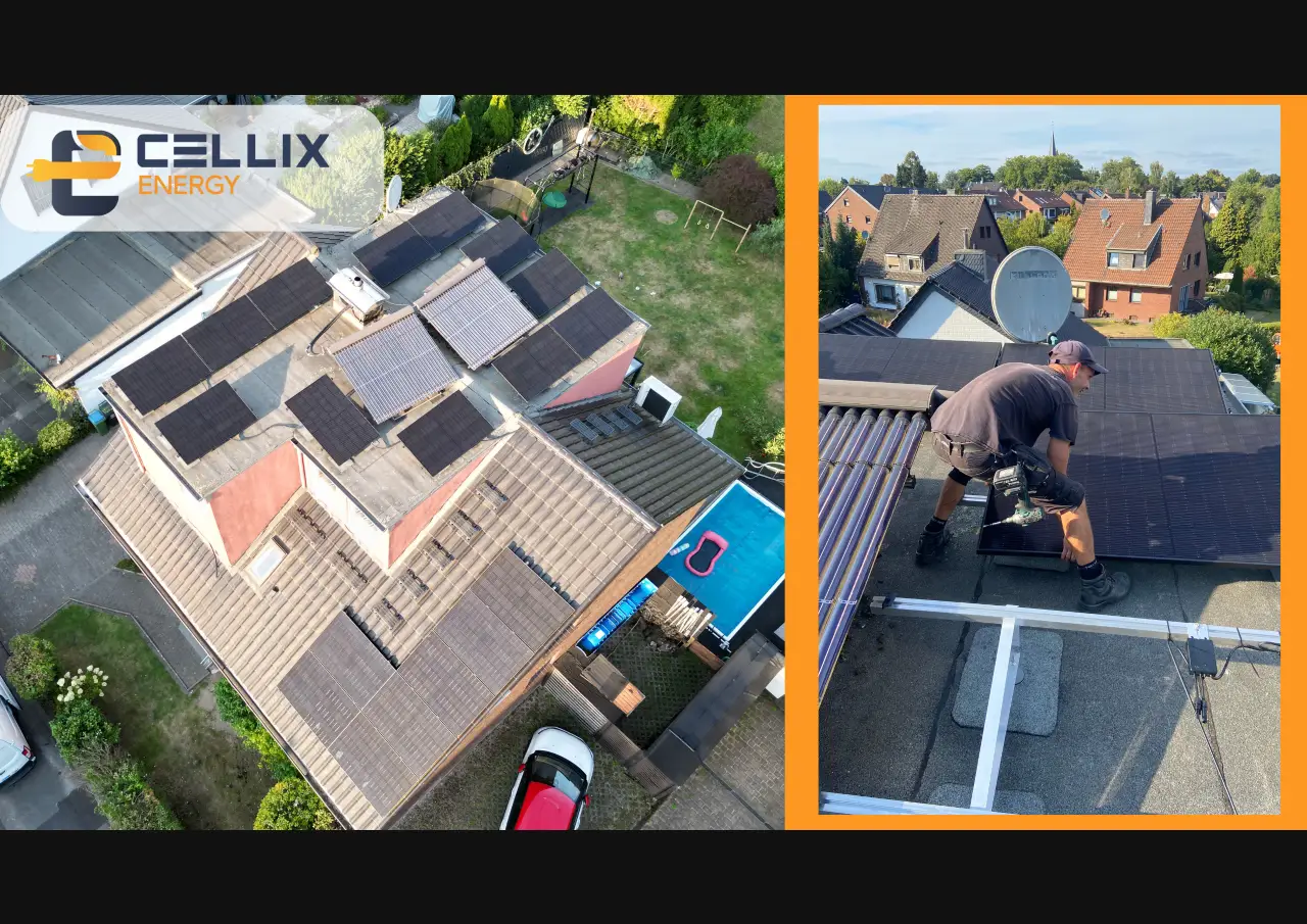 Oberhausen: 19 Module – 8,55 kWp – Falchdach + SatteldachKompakte Anlage mit Süd-West-Ausrichtung erzielt 70 % Autarkie