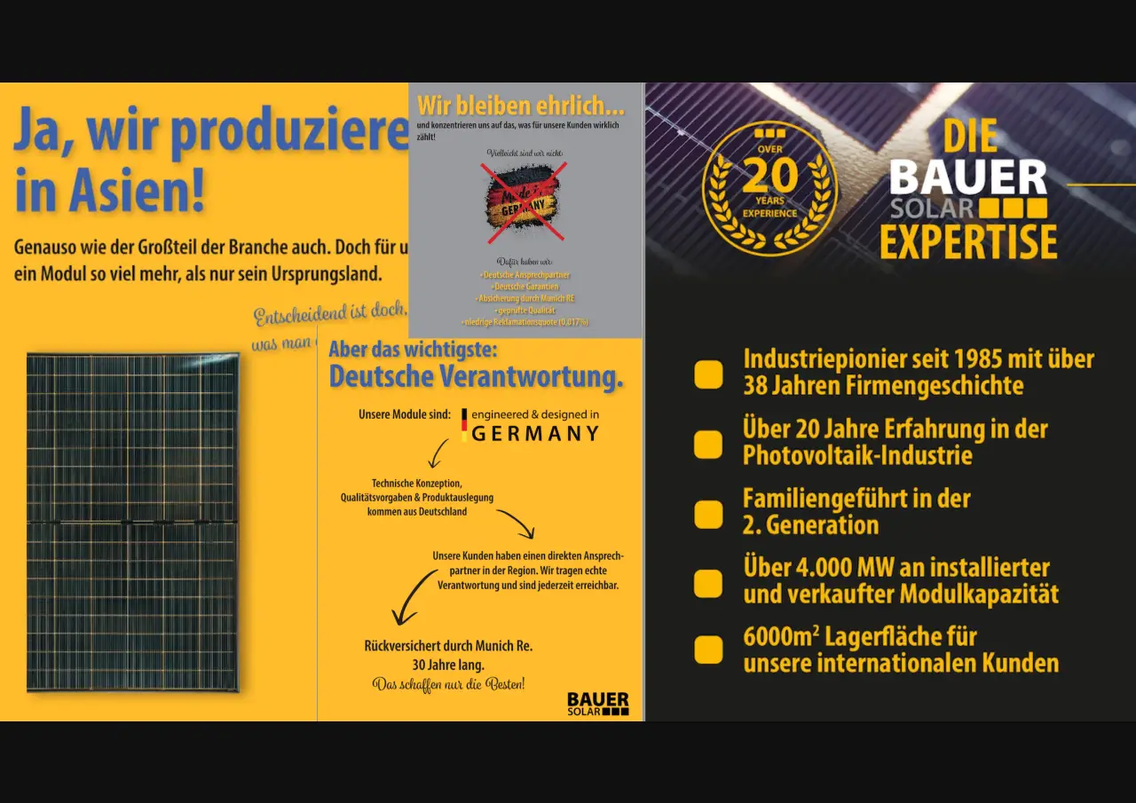 Transparenz, Verantwortung und Qualität ihrer Solar Module – BAUER Solar spricht Klartext