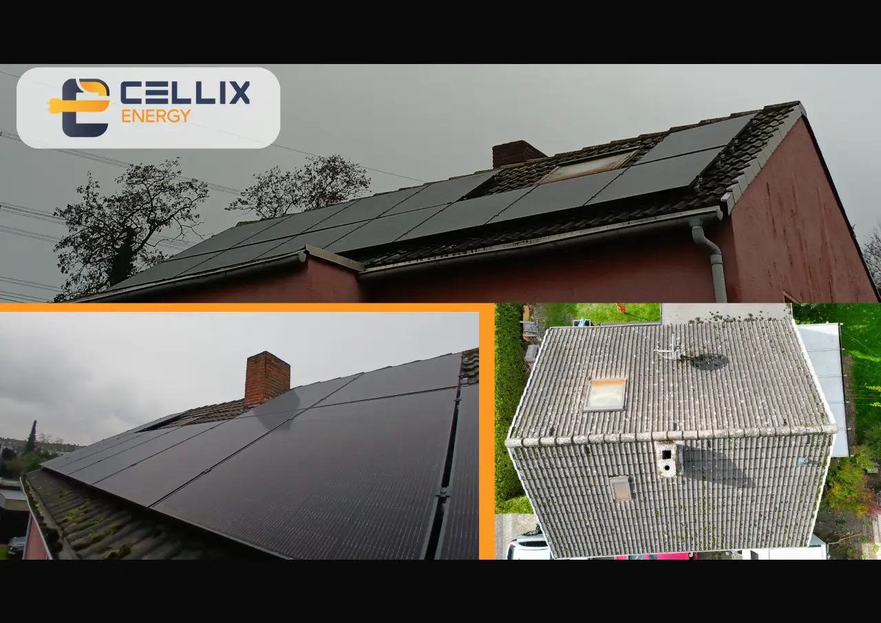 Duisburg: Ost-Westseite der Module. 21 JA Solar Module a 450W – 9,45 kWp + BRC Leistungsoptimierer