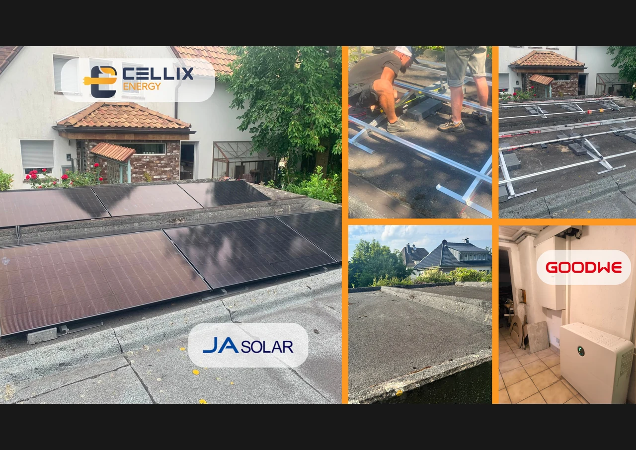 Essen: Flachdach Installation von 12 JA Solar Modulen mit 460W - Featured